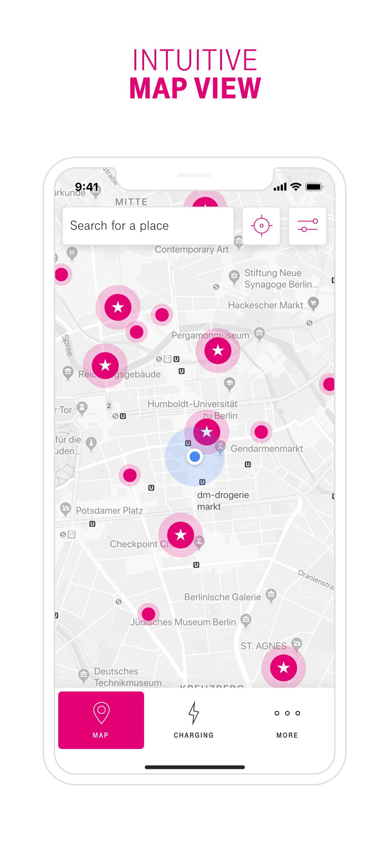 Map view — station locations across Europe
