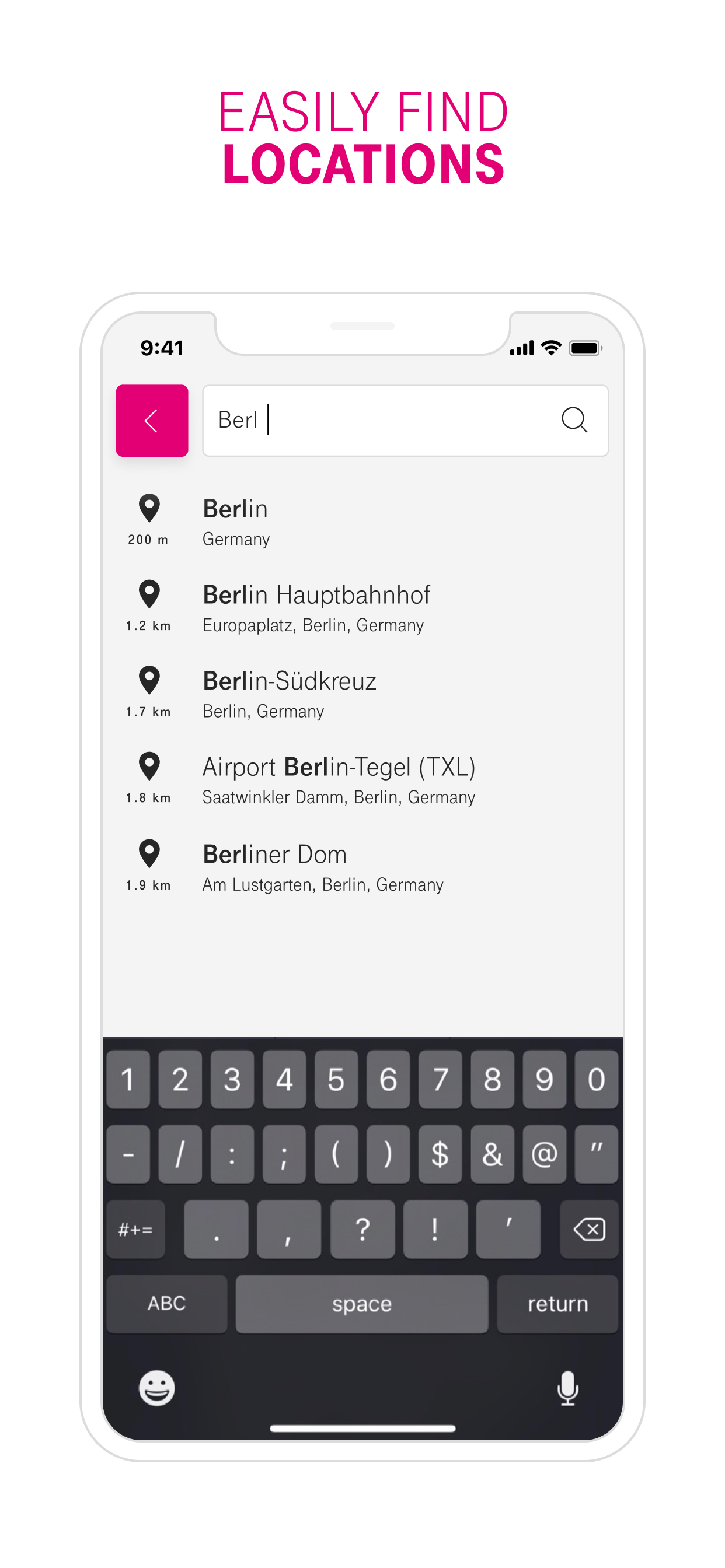 Search — find charging stations by location or address
