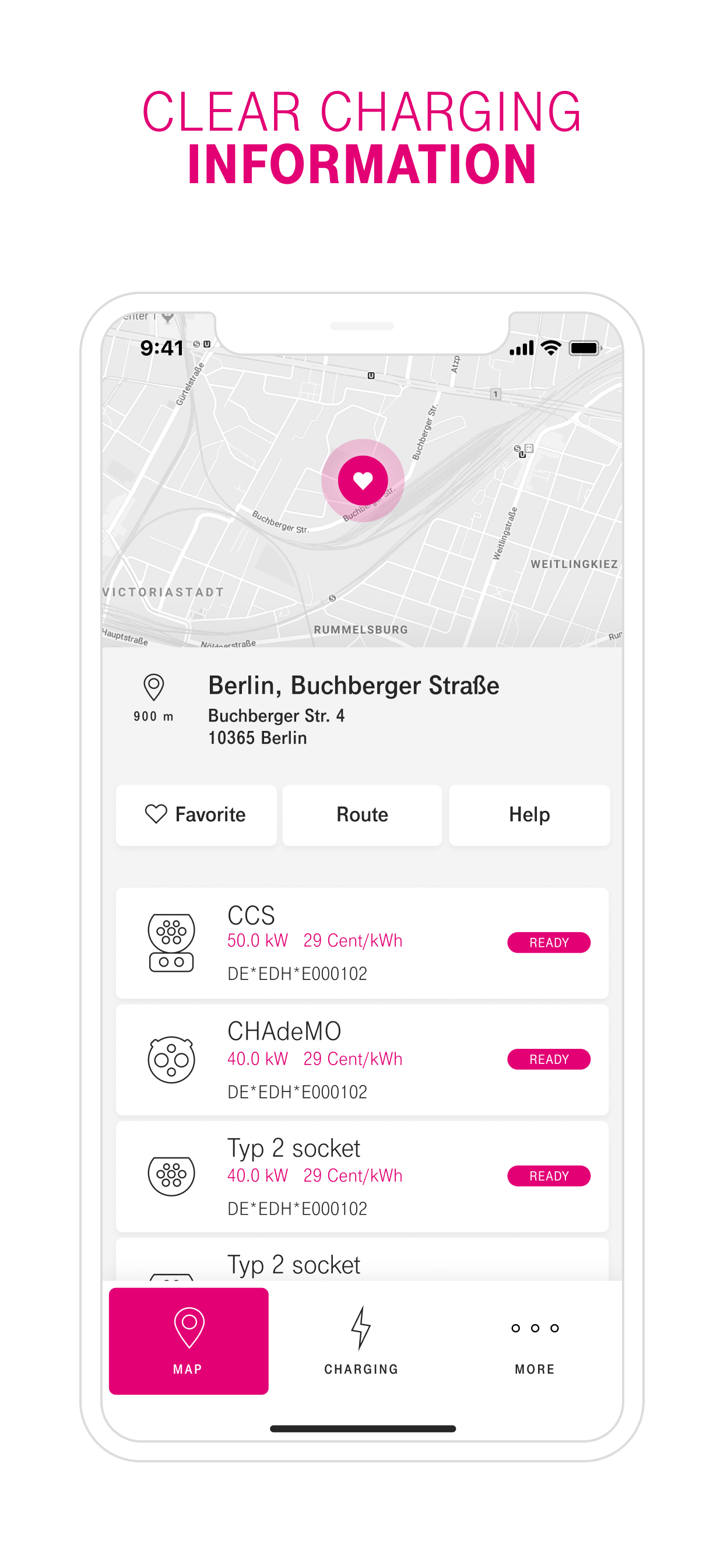 Station detail — availability, pricing, and connector info